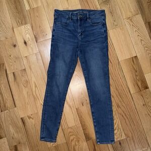 American Eagle Womens Hi-Rise Next Level Stretch Skinny Blue Jeans Size 10
